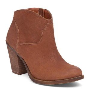 NEW Lucky Brand Women Eller Nubuck Leather Toffee Zip Ankle Dress Casual Bootie